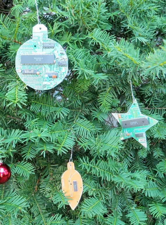 NES Nintendo Circuit Board Christmas Tree Ornaments 3 Piece
