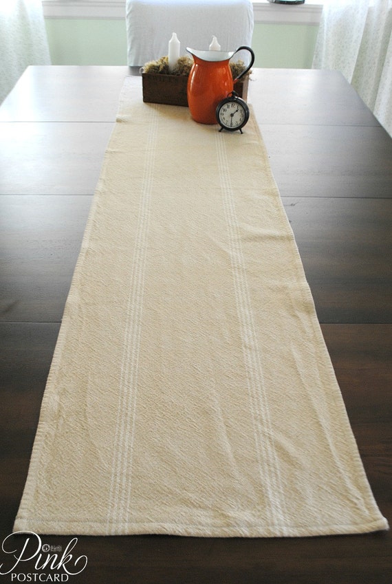 farmhouse table runner cream stripe large by