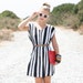 VTG 1970s 70s Black & White Zig Zag Print Mini Dress S/M