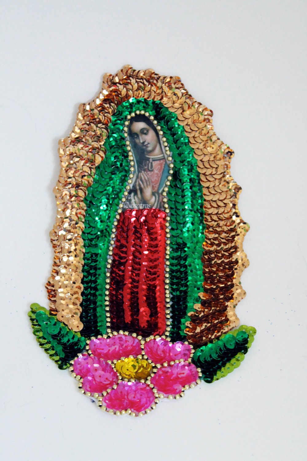 Guadalupe Patch Medium Large Virgin Mary Sequin Patch Our Lady