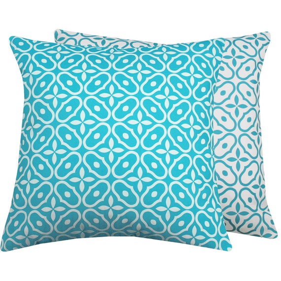 Decorative Blue & White Lattice Pillow Cover, Light Blue Geometric