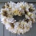 Wedding Wreath, Fabric Wreath, Ribbon Wreath, Cottage Chic, Wedding Decor, White Wreath, Rustic Heart Fabric Ribbon and Burlap Wreath