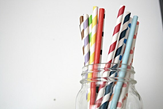 50 paper straws ... choose your color // party decorations // candy dessert buffet table // wedding decor Il_570xn