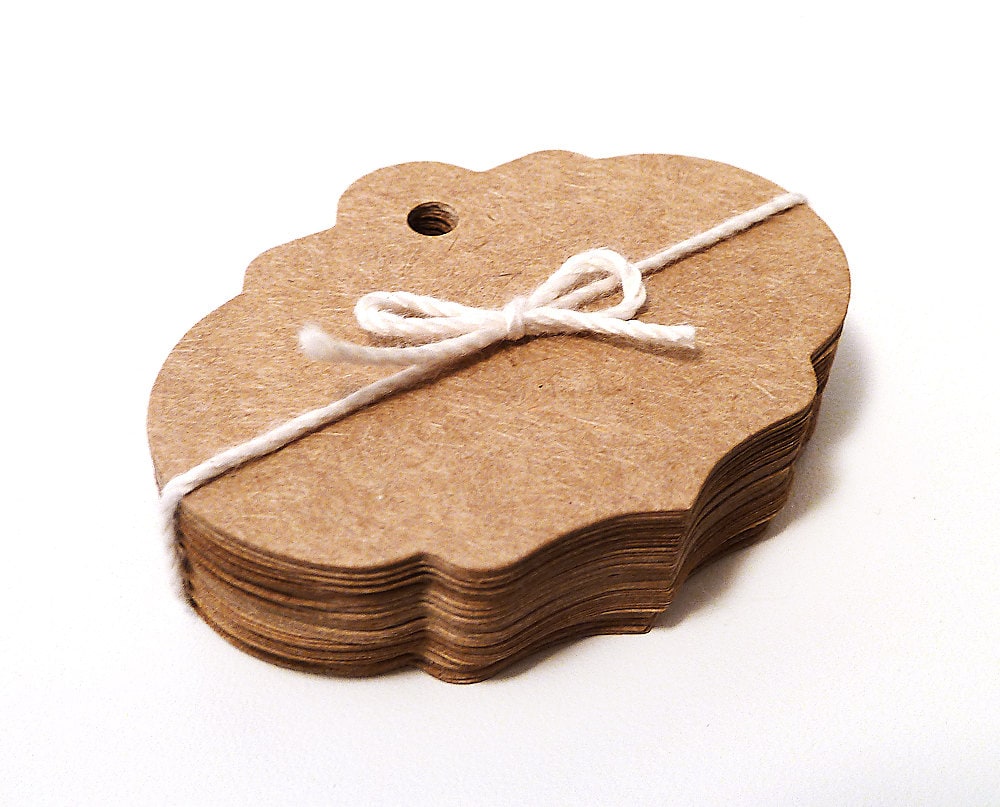 Hang Tags Gift Tags Kraft unique die cut oval deco bracket