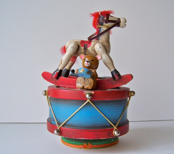 vintage rocking horse music box