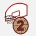 Basketball and Hoop Numbers 1-9...Embroidery Applique Design...Two sizes for multiple hoops...Item1387.
