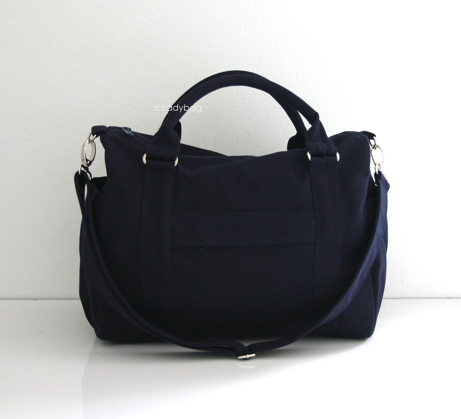 SALE Mini Duffle bag in Navy blue Canvas Handbag Cross