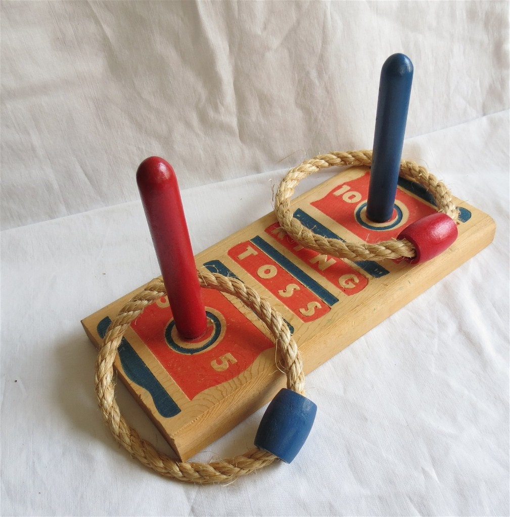 Vintage Ring Toss Game Made Of Wood