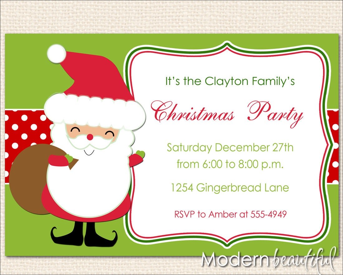 Santa Claus Christmas Invitation Holiday invitation holiday
