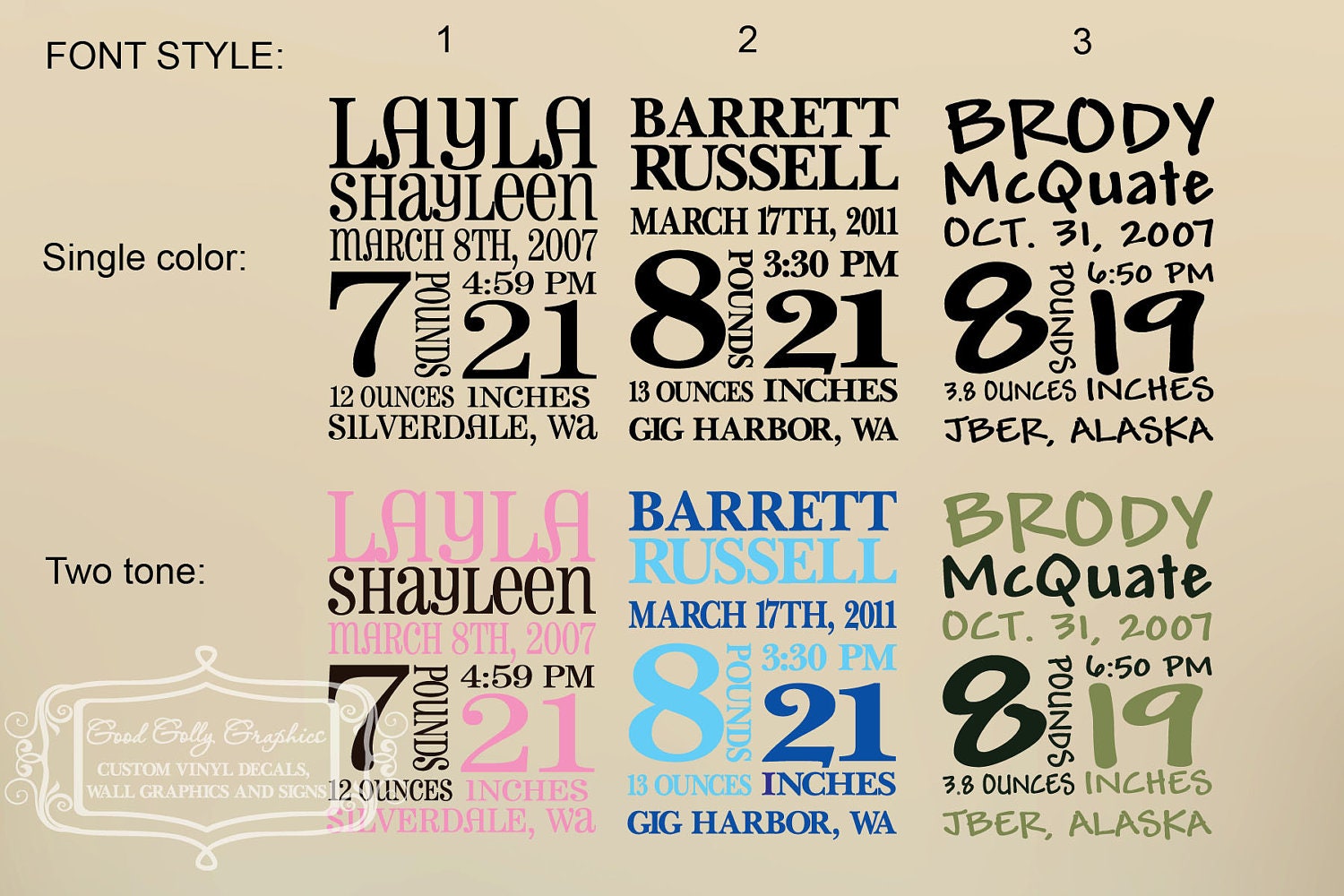 10x13 Baby birth announcement subway art vinyl decal