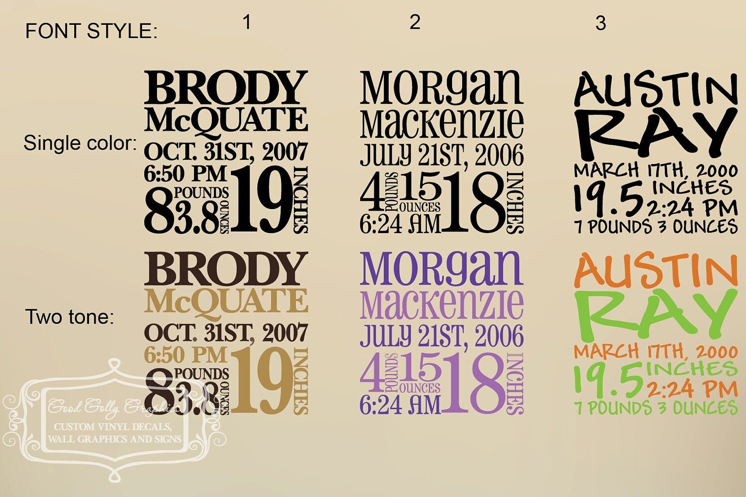 12x12 Baby birth announcement subway art vinyl decal