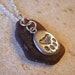 Genuine Brown Scottish Sea GlassNecklace with Paw Print Charm