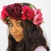 Pink Flower Crown - Fuchia Rose and Deep Pink Flower Headdress. Bohemian Weddings, Fairy, Fae