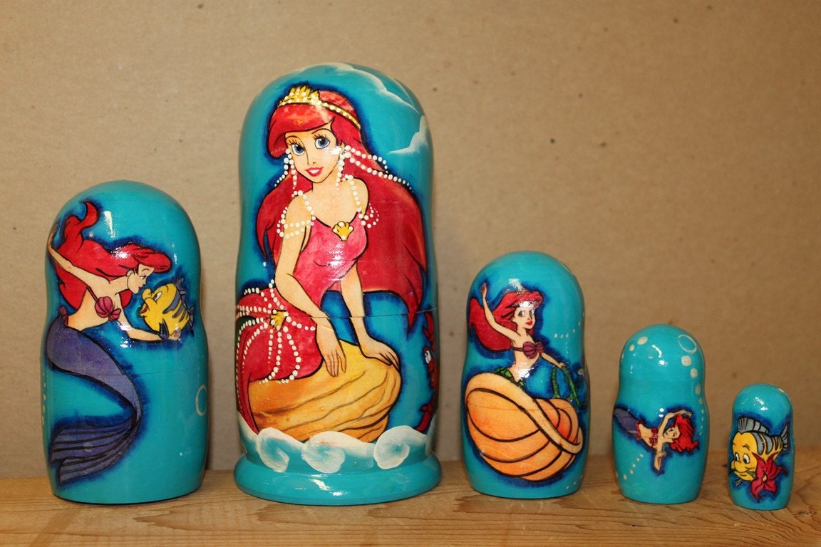 little mermaid nesting dolls