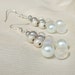 Silver, white, and crystal glass beads, pendant earrings