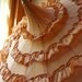 Vintage Ruffled Peach Umbrella with Faux Tortise Shell Handle