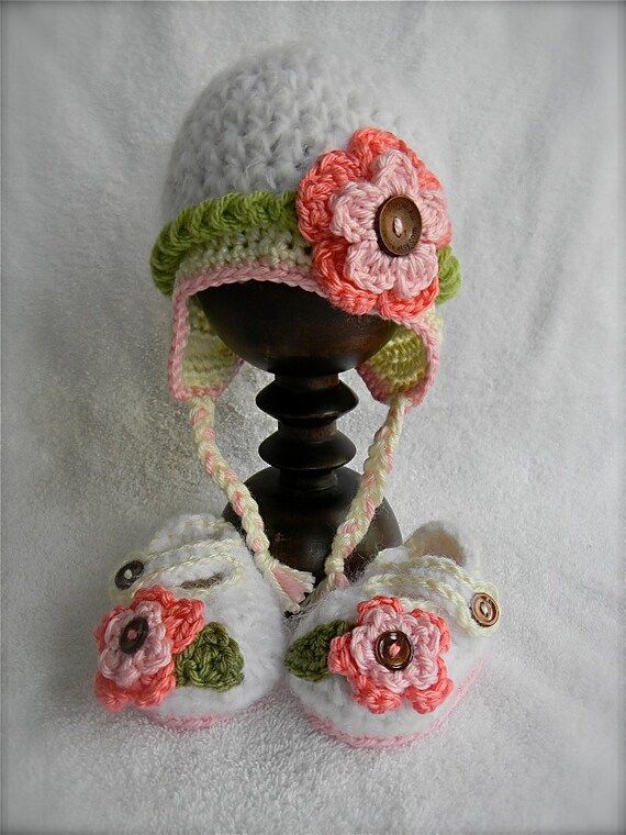 Baby Girl gift set pink and green over white super SOFT