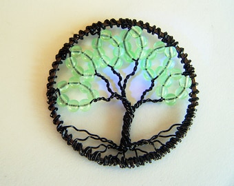 Green Lantern Tree of Life Beads Gl ow under Black Light Keychain