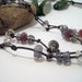 Long Handmade Glass Borocilicate Bead Necklace on Leather Knotted Strand