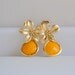 Mustard Yellow Teardrop and Gold Flower Post Earrings Jewelry Gift for Her. Free Shipping.