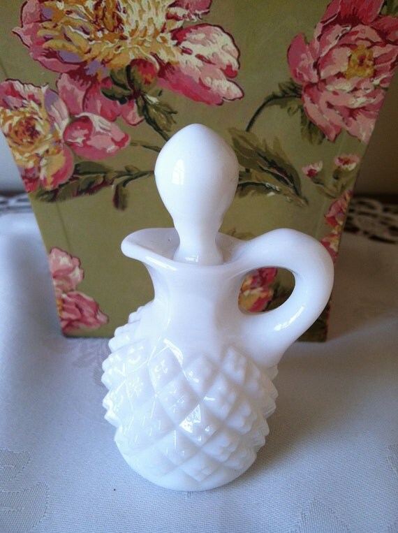 Westmoreland Miniature Milk Glass English Hobnail Cruet