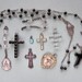 Vintage Metal, Sterling, Rhinestone, Enamel, and Glass Crosses