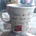 Doctor Who "Allons-y" Tenth Doctor Quote Mug - Small, brown mug - Hand painted with red converse trainer