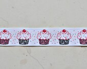 Cupcakes with glitter sprinkles on white 7/8 inch grosgrain ribbon Valentines day Il_170x135