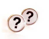 ear studs, question earrings, typography, gift under 20, black, question mark, FREE SHIPPING, grammar