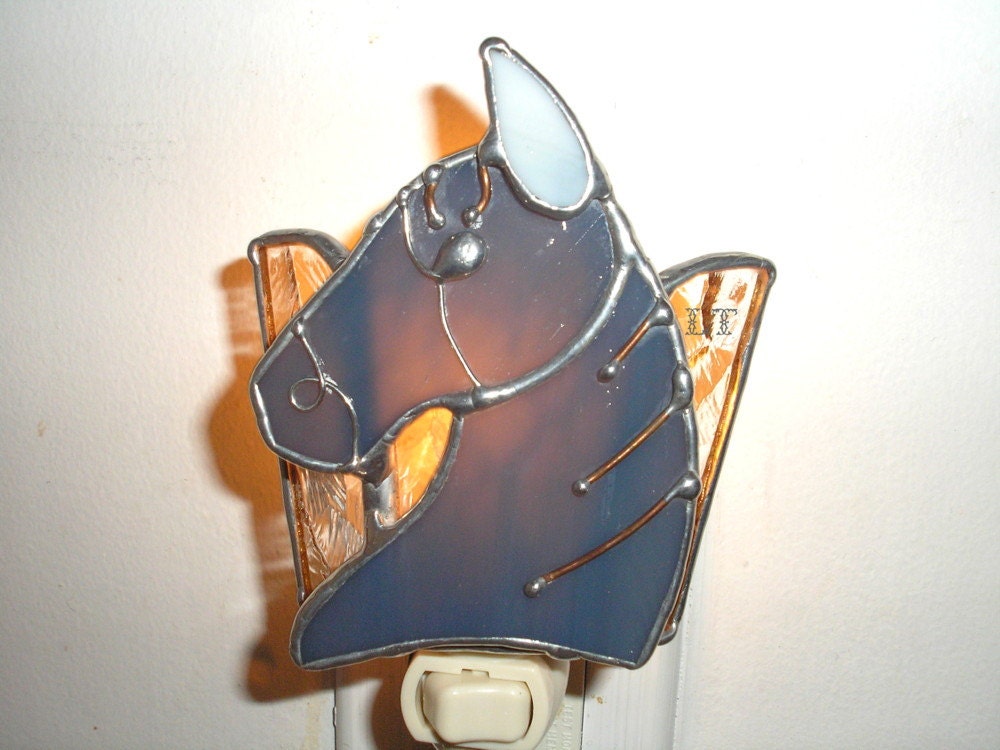 LT Stained glass Horse Head night light lamp made with two