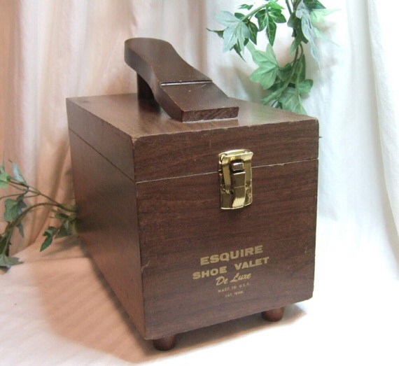 vintage esquire shoe valet de lux shoe shine kit wood