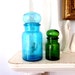 Apothecary Jar Set Bathroom Storage Blue and Green Glass Jar Bubble Top Danish Modern