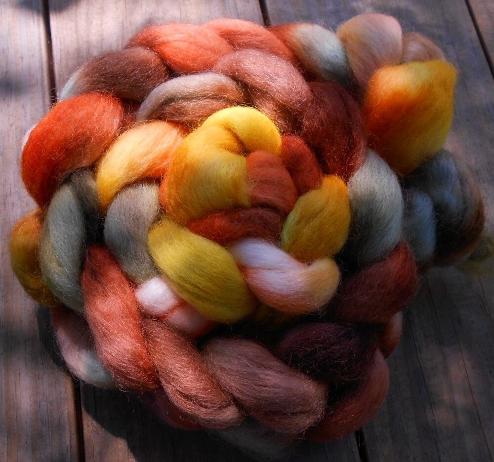 Roving Wool Roving Shades of Fall Handpainted 5.9 ozs 167