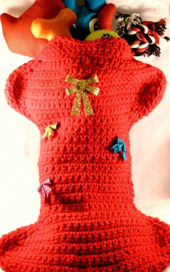 Crocheted Bone Shaped Dog Christmas Stocking by KittiesandMutts