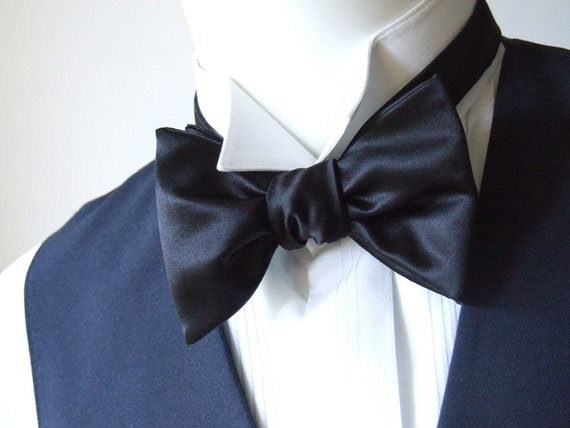 The BIG Bow Tie black satin I make freestyle bow ties for