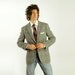70s mens plaid tweed sportcoat 1970 houndstooth blazer gray white blue rust 100% wool 40R 42R