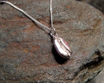 Sterling Silver Coffee Bean Necklace - Coffee Lover Necklace - Bean Necklace