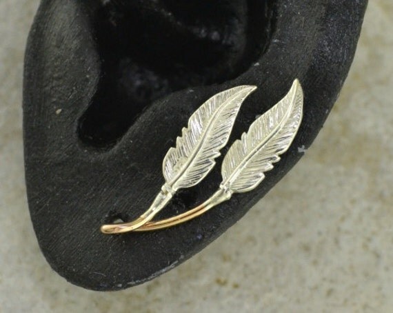 Feather Ear Pin Mini - Gold Filled and Sterling Silver - SINGLE SIDE