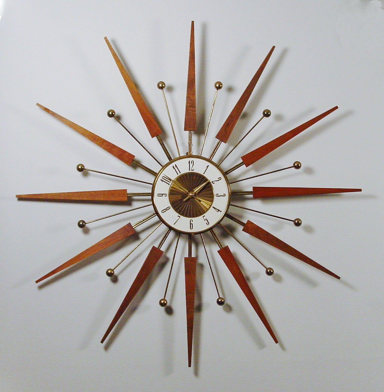 Mid Century Modern Starburst Wall Clock by Elgin. Atomic