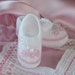 Mary Jane Hand Crocheted White and Pink Booties