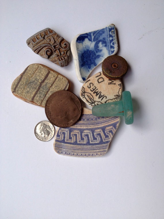British pottery Shards and Tin Display