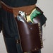 LARP Leather NERF Maverick Holster (Brown/Brass/RIGHT hang) by Clockwork Firebird Designs