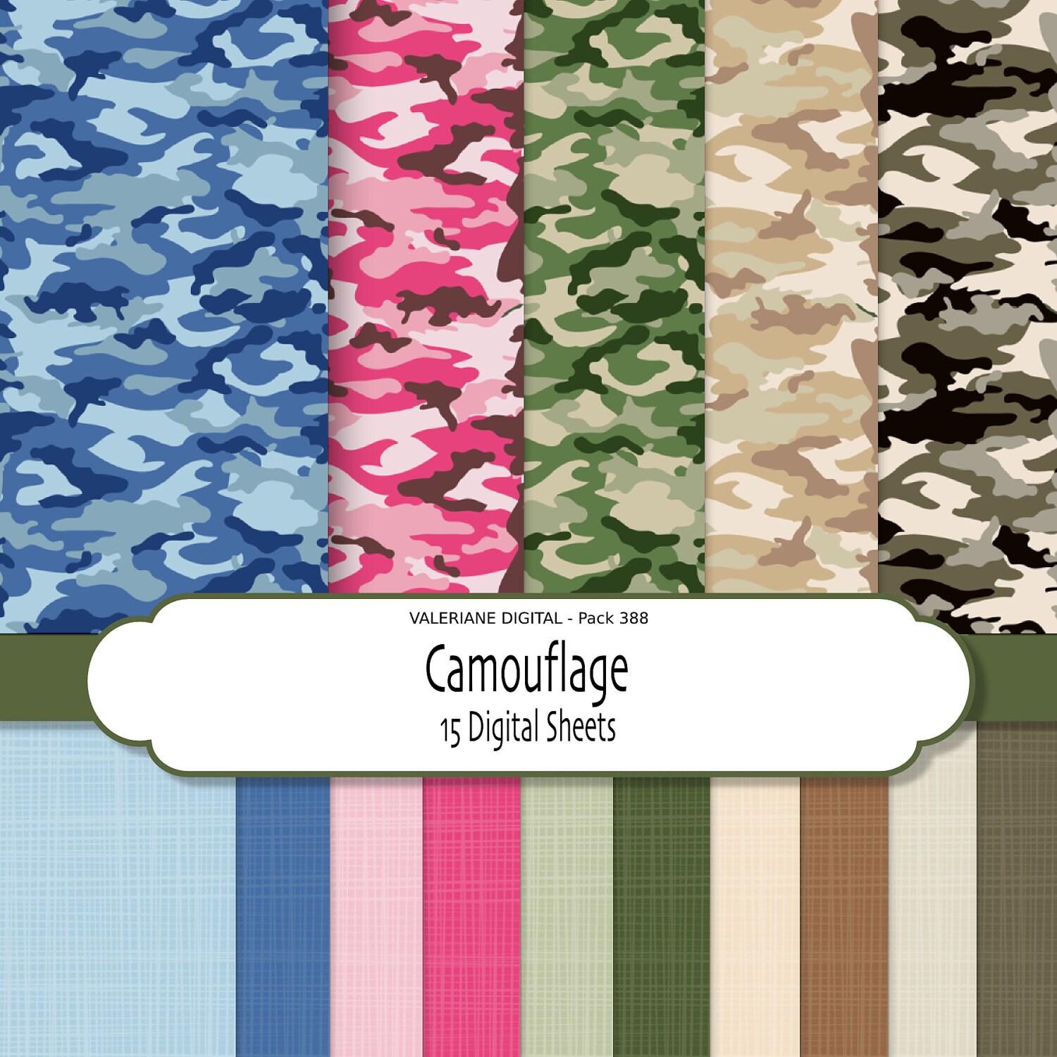 Camouflage Digital Paper for Scrapbooking Photography Web