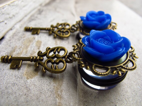 Something Blue - Choose your size from 4g (5mm) to 1" (25mm) plugs for stretched ears