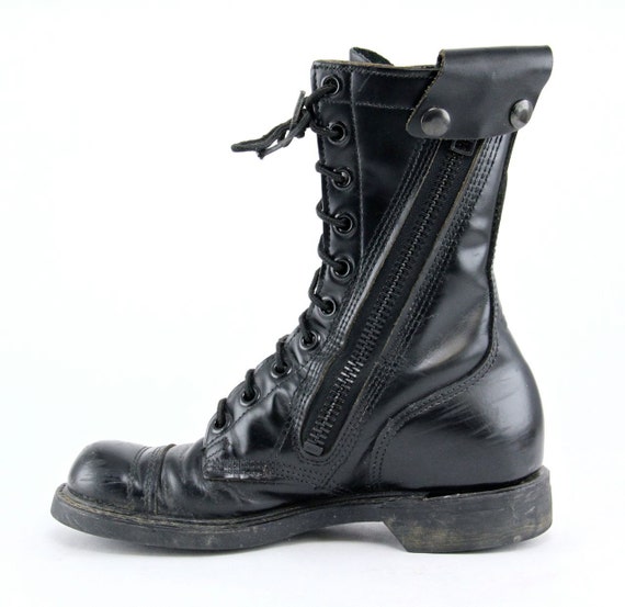 Carolina Combat Boots heavy zipper lace up black leather work