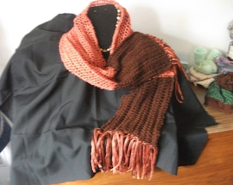 Scarf Brown and persimmon.