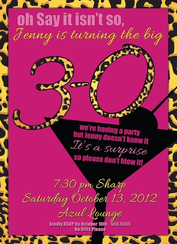 Leopard Print & Martini Ladies Invitation by TheFunkyOlive on Etsy