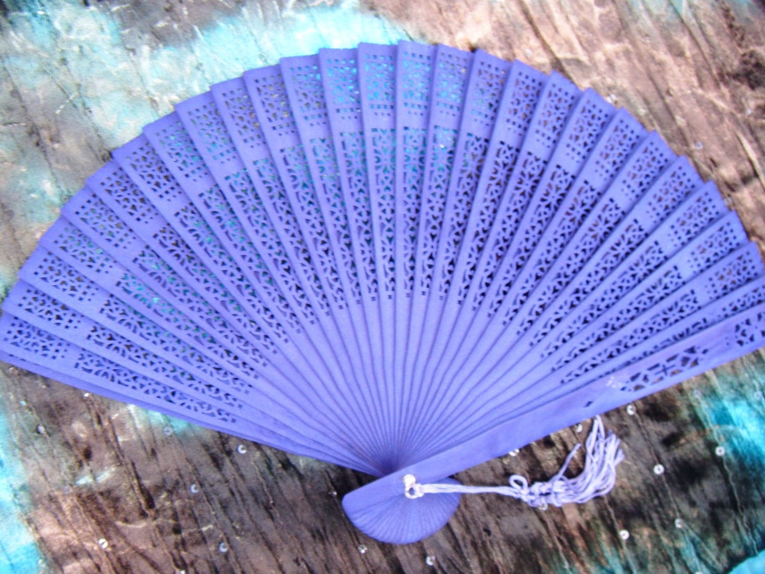 PURPLE Spanish Hand Held Fan Traditional Flamenco READY To