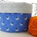 Fabric Bowl, Reversible Organizer Bin/Basket, Yarn Bowl: Blue Flower Bowl Reversible to Blue & White - Knitting Yarn Bowl