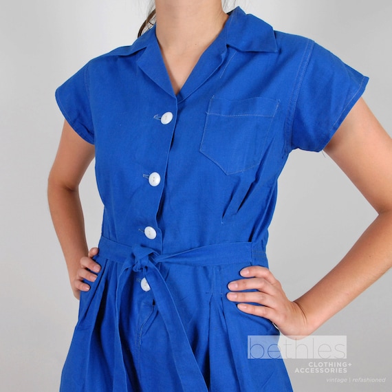 Gym Suit Blue Cotton One Piece Vintage 50s Athletic Wear Gym